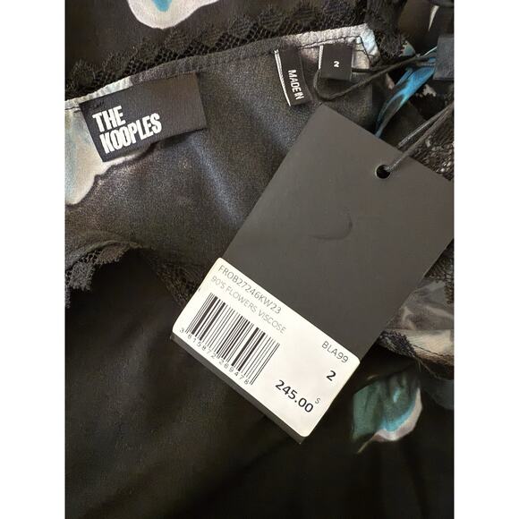 NWT The Kooples 90’s Slip Dress Black Blue Floral US "2" M Grunge ASO THE TALK - Picture 10 of 14